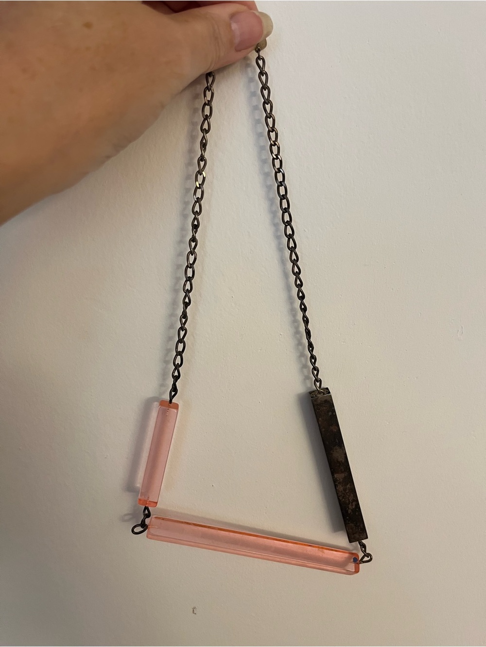 MM6 Maison Martin Margiela Pink and Dark Metal Bar Necklace